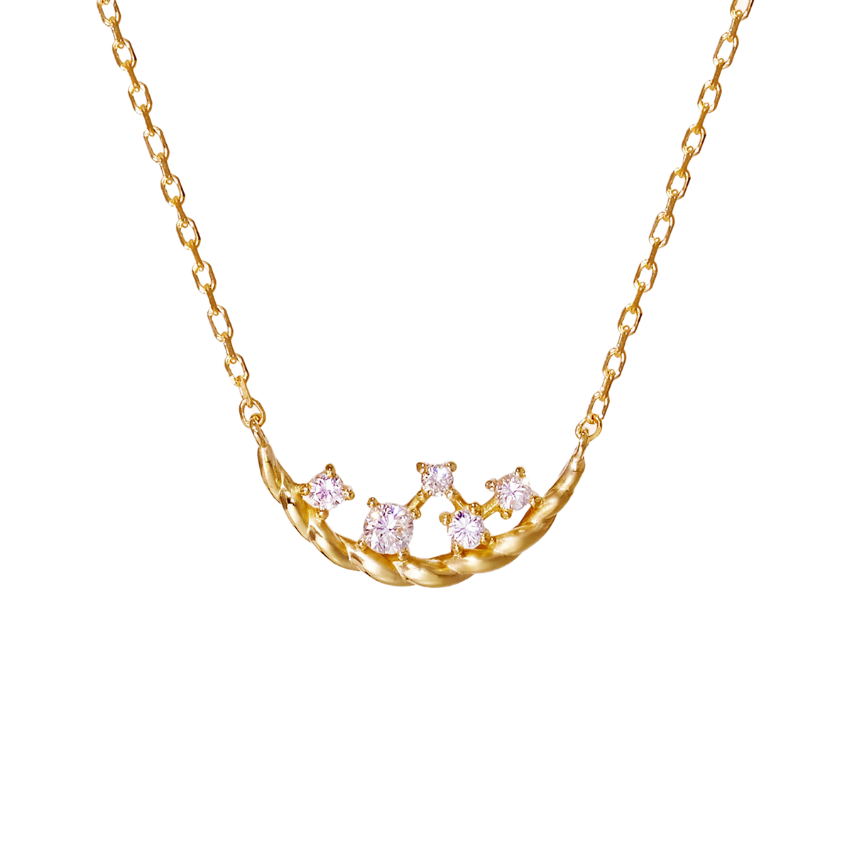 NATURALI JEWELRY 10K Gold Diamond Crescent Necklace, 1 piece, 41cm, adjustable size. - Pre-order