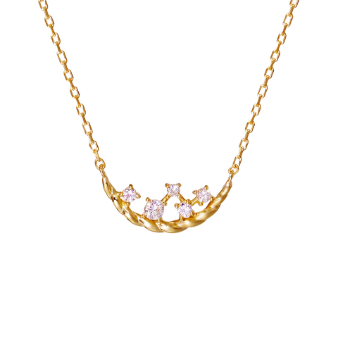 NATURALI JEWELRY 10K Gold Diamond Crescent Necklace, 1 piece, 41cm, adjustable size. - Pre-order