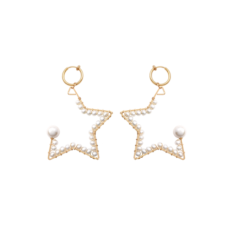 NATURALI JEWELRY 14K Gold Pearl Starburst Clip Earrings 1 pair - Pre-order