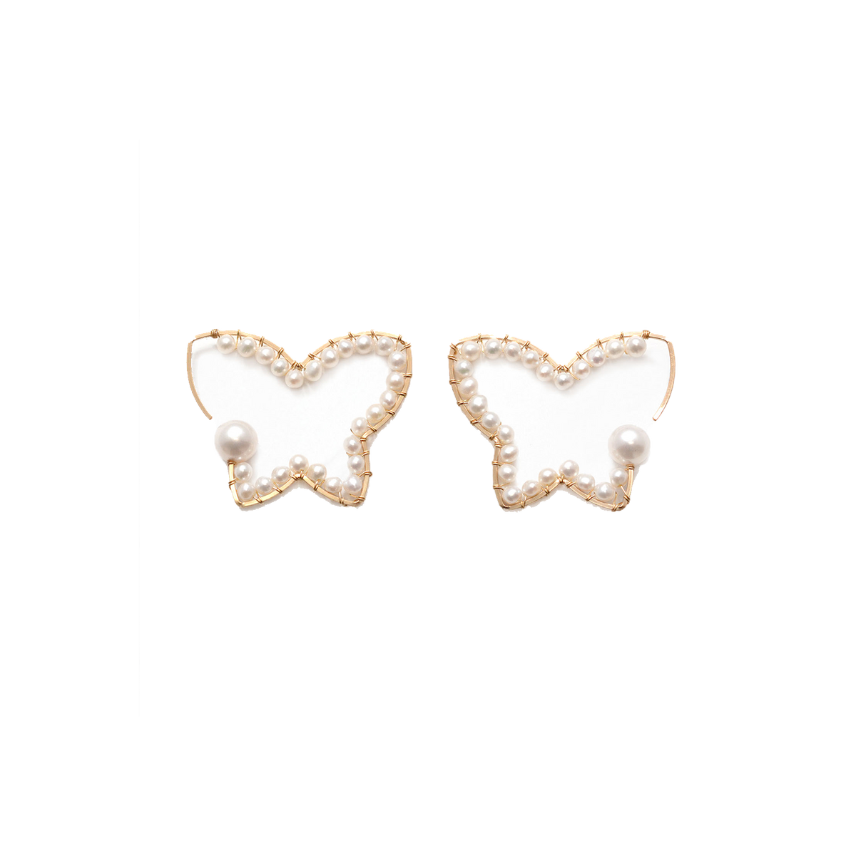 NATURALI JEWELRY 14K Gold Butterfly Dance Pearl Curl Earrings 1 Pair - Pre-order