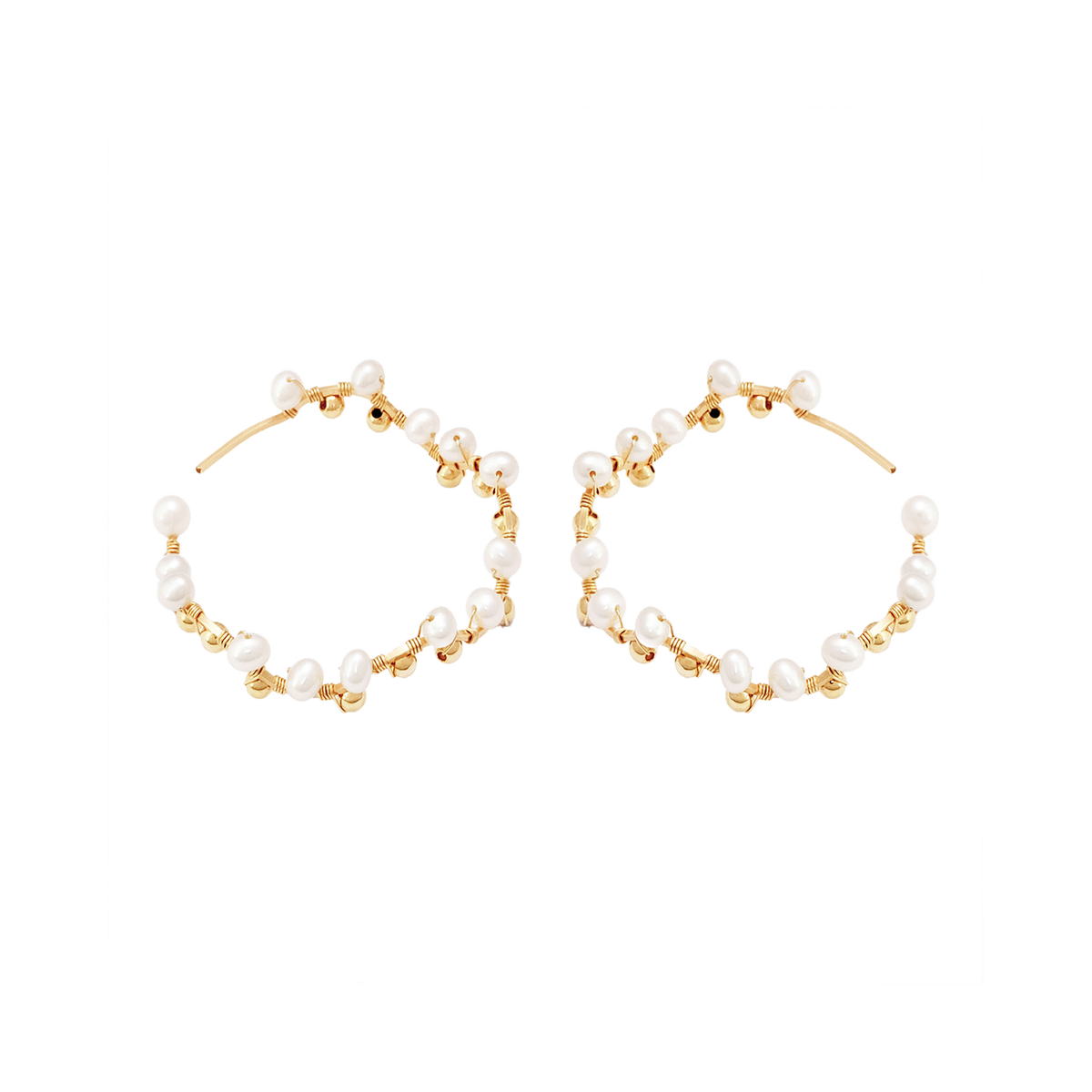 NATURALI JEWELRY 14K Gold Wave Pearl Mix and Match Earrings 1 Pair - Pre-order