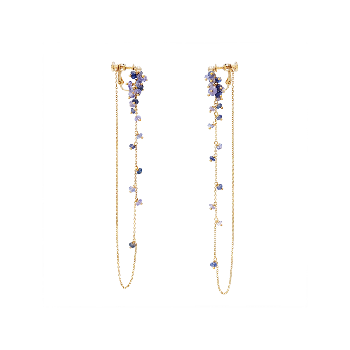 NATURALI JEWELRY 14K Gold Plated Mulberry Blue Sapphire Earrings #L size 1 pair - Pre-order