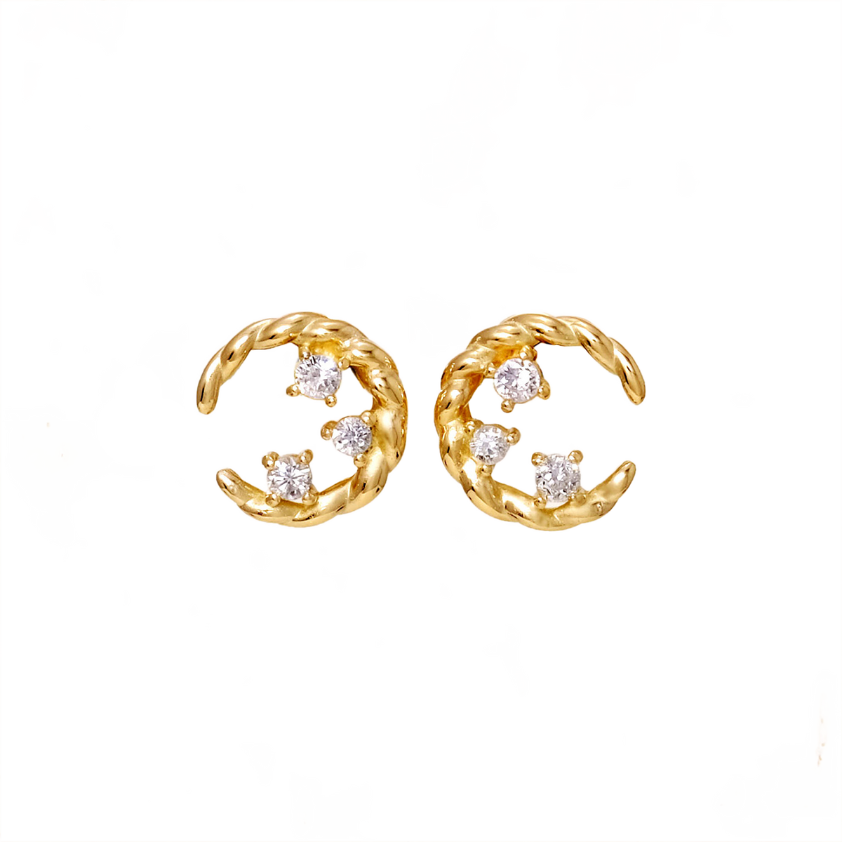 NATURALI JEWELRY 10K Gold Crescent Diamond Earrings 1 pair - Pre-order