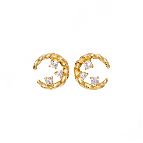 NATURALI JEWELRY 10K Gold Crescent Diamond Earrings 1 pair - Pre-order