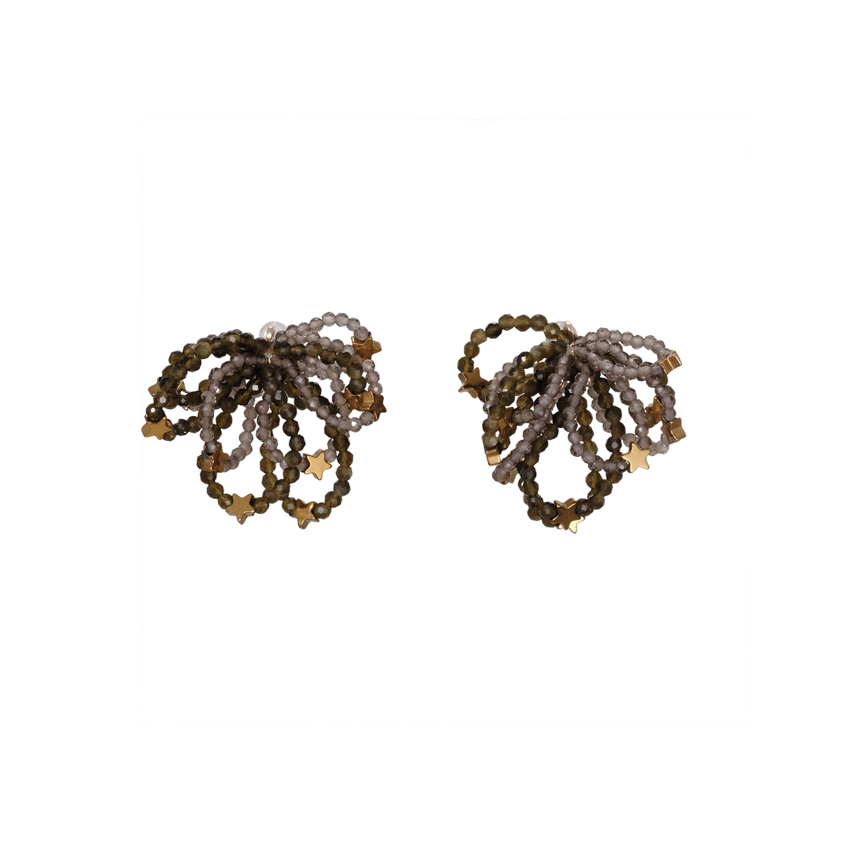 NATURALI JEWELRY 14K Gold Plated Jasper Tassel Earrings #Brown 1 pair - Pre-order