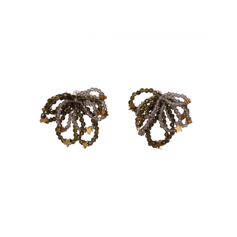 NATURALI JEWELRY 14K Gold Plated Jasper Tassel Earrings #Brown 1 pair - Pre-order