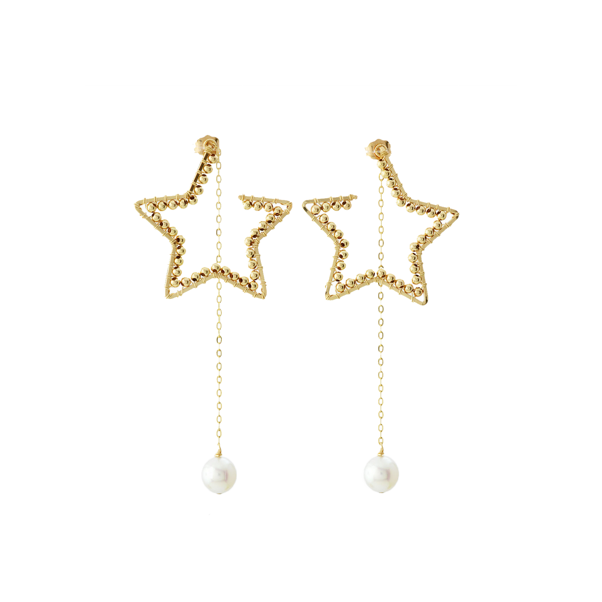 NATURALI JEWELRY 14K Gold Freshwater Pearl Star Earrings 1 pair - Pre-order