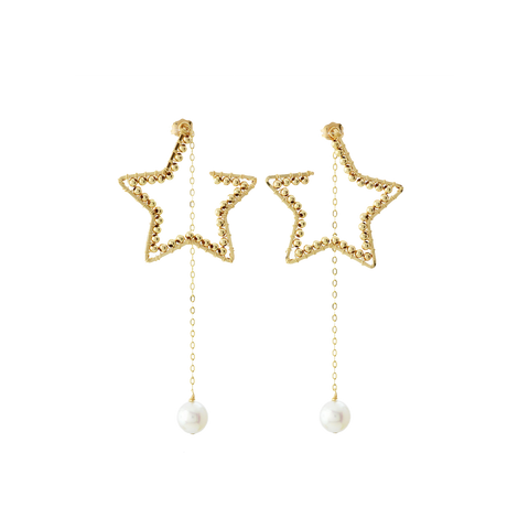 NATURALI JEWELRY 14K Gold Freshwater Pearl Star Earrings 1 pair - Pre-order