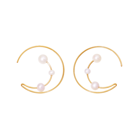 NATURALI JEWELRY 14K Gold Plated Half Moon Arc Pearl Earrings, 1 pair - Pre-order