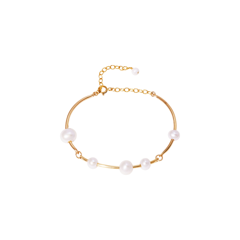 NATURALI JEWELRY 14K Gold Plated Curved Freshwater Pearl Bracelet 1 piece - Pre-order