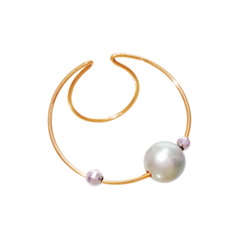 NATURALI JEWELRY 10K Yellow Gold Silk Grayish-Green Akoya Pearl Clip Earring 1 piece - Pre-order