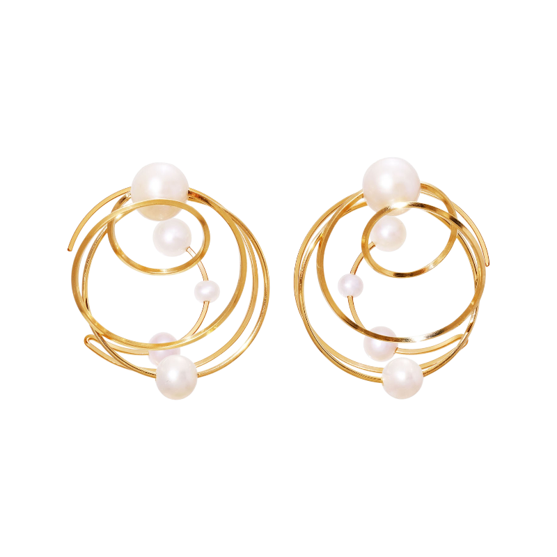 NATURALI JEWELRY 14K Gold Plated SPIN spiral double-loop earrings 1 pair - Pre-order