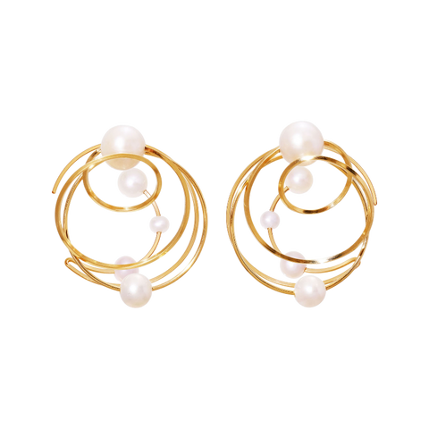 NATURALI JEWELRY 14K Gold Plated SPIN spiral double-loop earrings 1 pair - Pre-order