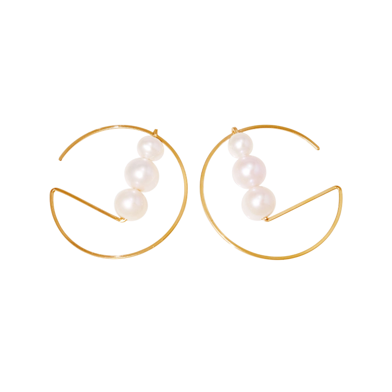 NATURALI JEWELRY 14K Gold Plated Freshwater Pearl Round Earrings 1 Pair - Pre-order