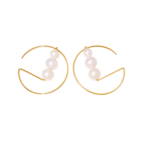 NATURALI JEWELRY 14K Gold Plated Freshwater Pearl Round Earrings 1 Pair - Pre-order