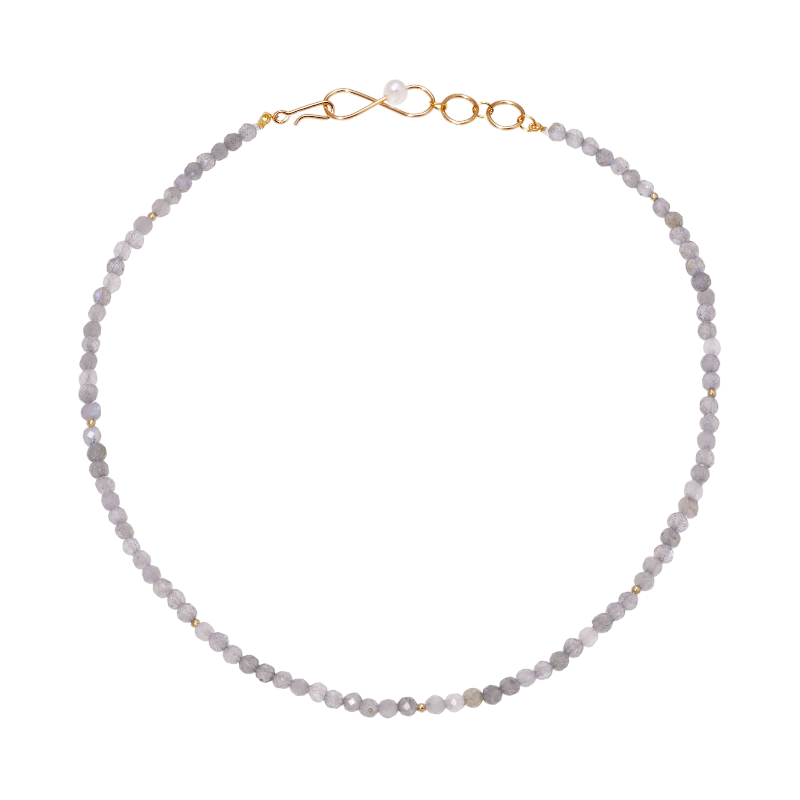 NATURALI JEWELRY 14K Gold Labradorite Sequin Necklace 1 piece - Pre-order