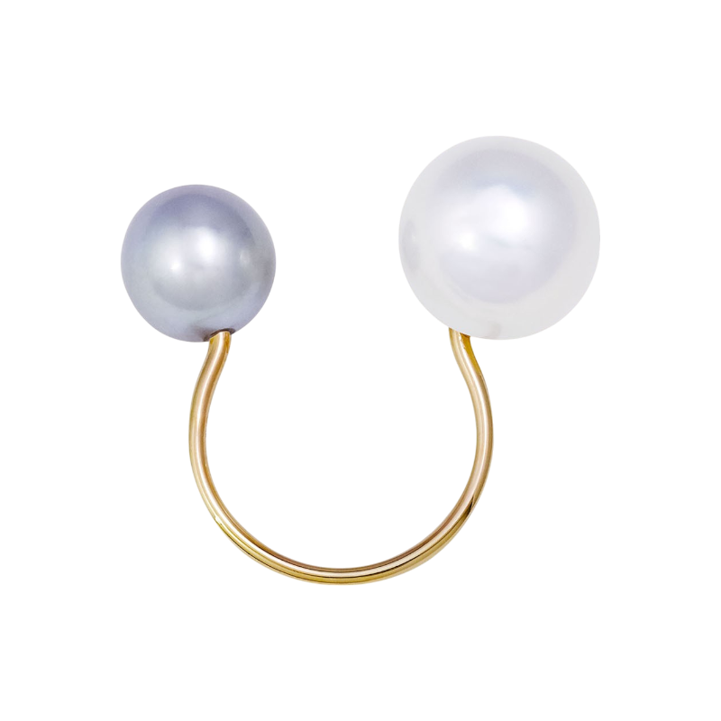 NATURALI JEWELRY 10K Yellow Gold Pearl Floating Ring #Gray 1 piece 3 options - Pre-order