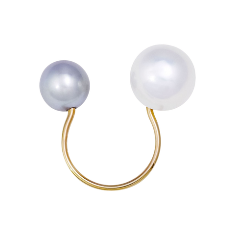 NATURALI JEWELRY 10K Yellow Gold Pearl Floating Ring #Gray 1 piece 3 options - Pre-order