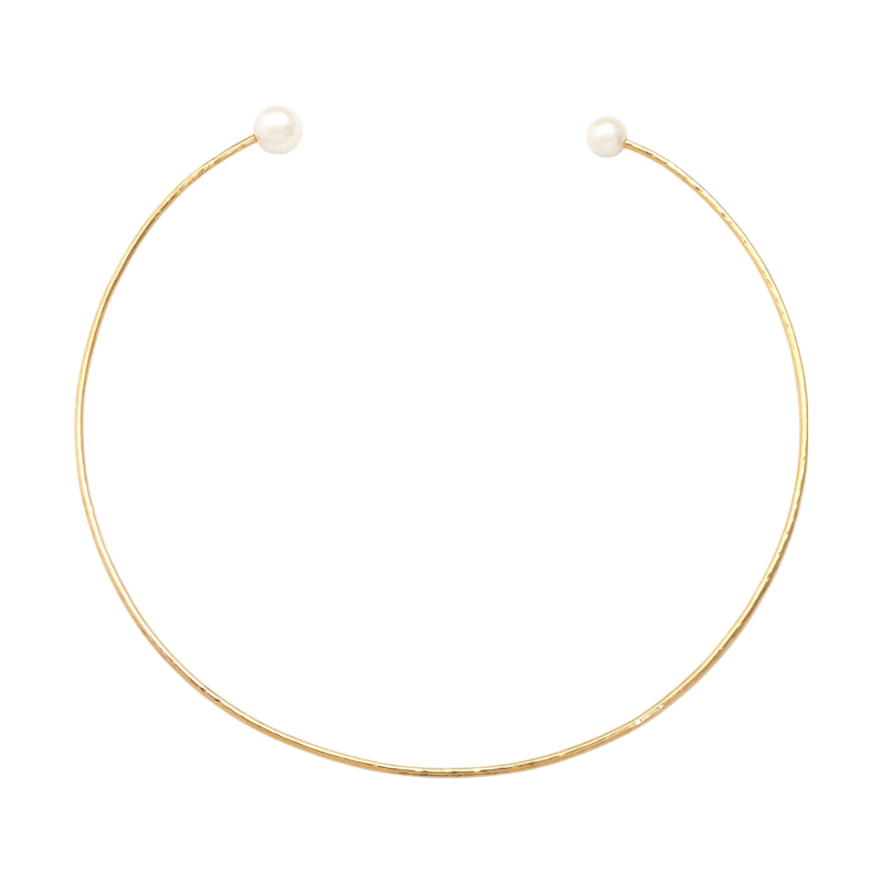 NATURALI JEWELRY 14K Gold Asymmetrical Pearl 2WAY Handcrafted Textured Choker 1 piece - Pre-order