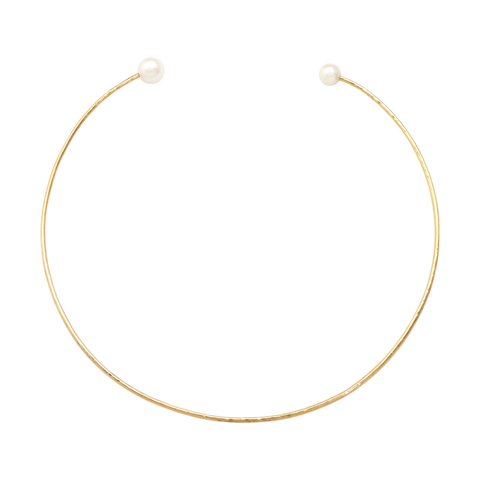 NATURALI JEWELRY 14K Gold Asymmetrical Pearl 2WAY Handcrafted Textured Choker 1 piece - Pre-order