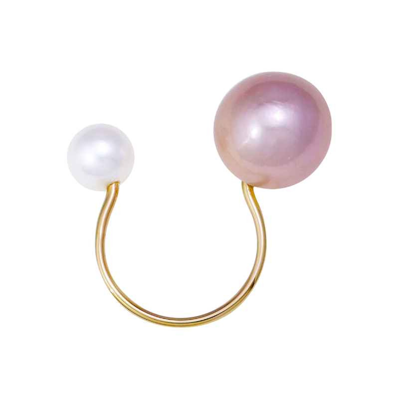 NATURALI JEWELRY 10K Yellow Gold Pearl Floating Ring #Pink 1 piece 3 options available - Pre-order
