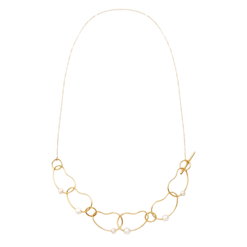 NATURALI JEWELRY 14K Gold Plated irregularly shaped pearl decorated multi-layered necklace 1 piece - Pre-order