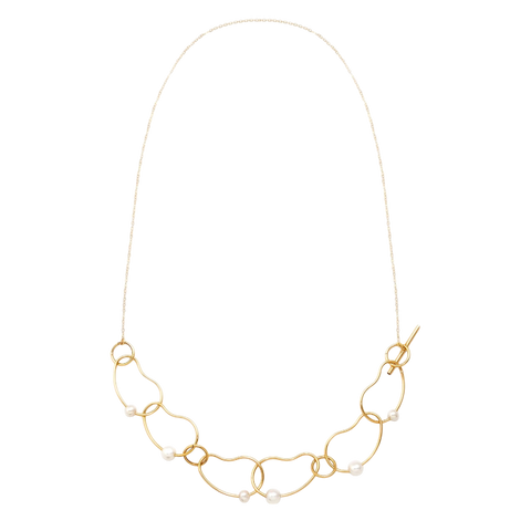 NATURALI JEWELRY 14K Gold Plated irregularly shaped pearl decorated multi-layered necklace 1 piece - Pre-order