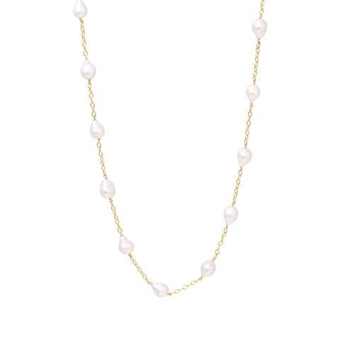 NATURALI JEWELRY 14K Gold Plated mini Baroque pearl short necklace 1 piece - Pre-order