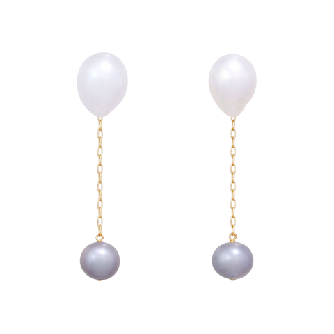 NATURALI JEWELRY 14K Gold Plated Pearl Pendant Earrings #Gray 1 pair - Pre-order